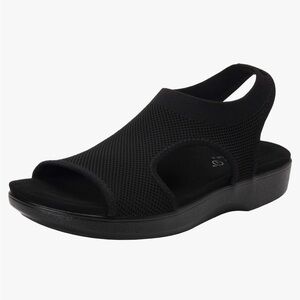 TRAQ by Alegria Qeen Black Knit Smart Walking Sandals Size 37 = US Size 7/7.5